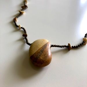Natural stone pendant necklace with small beads and stones